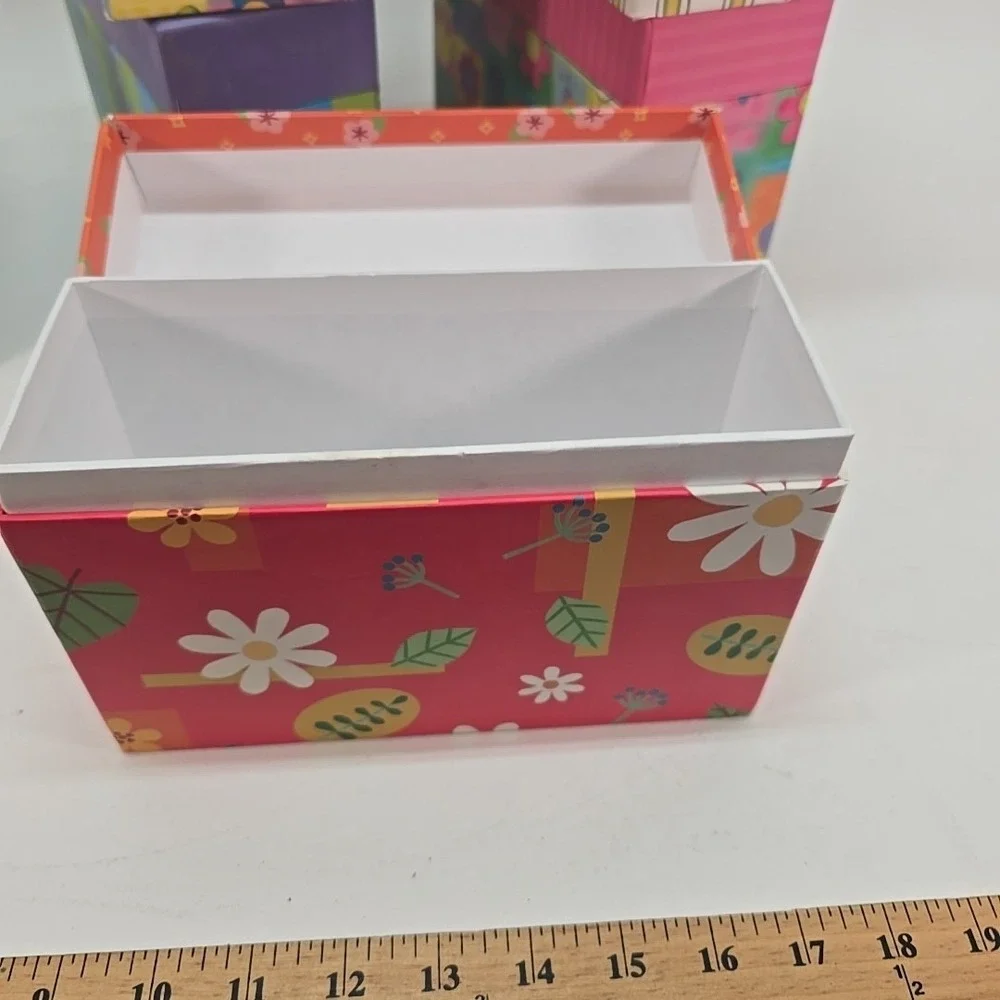 6 Decorative Storage Boxes Floral  Cardboard‎ Gift Box Attached Lid  8 x 4 x 6
